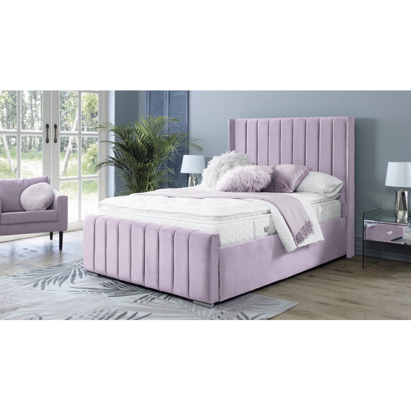 Araz Velvet Pink 4ft6 Ottoman Double bed